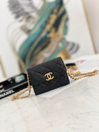 Chanel Flap Bag Mini Gold 12cm Black