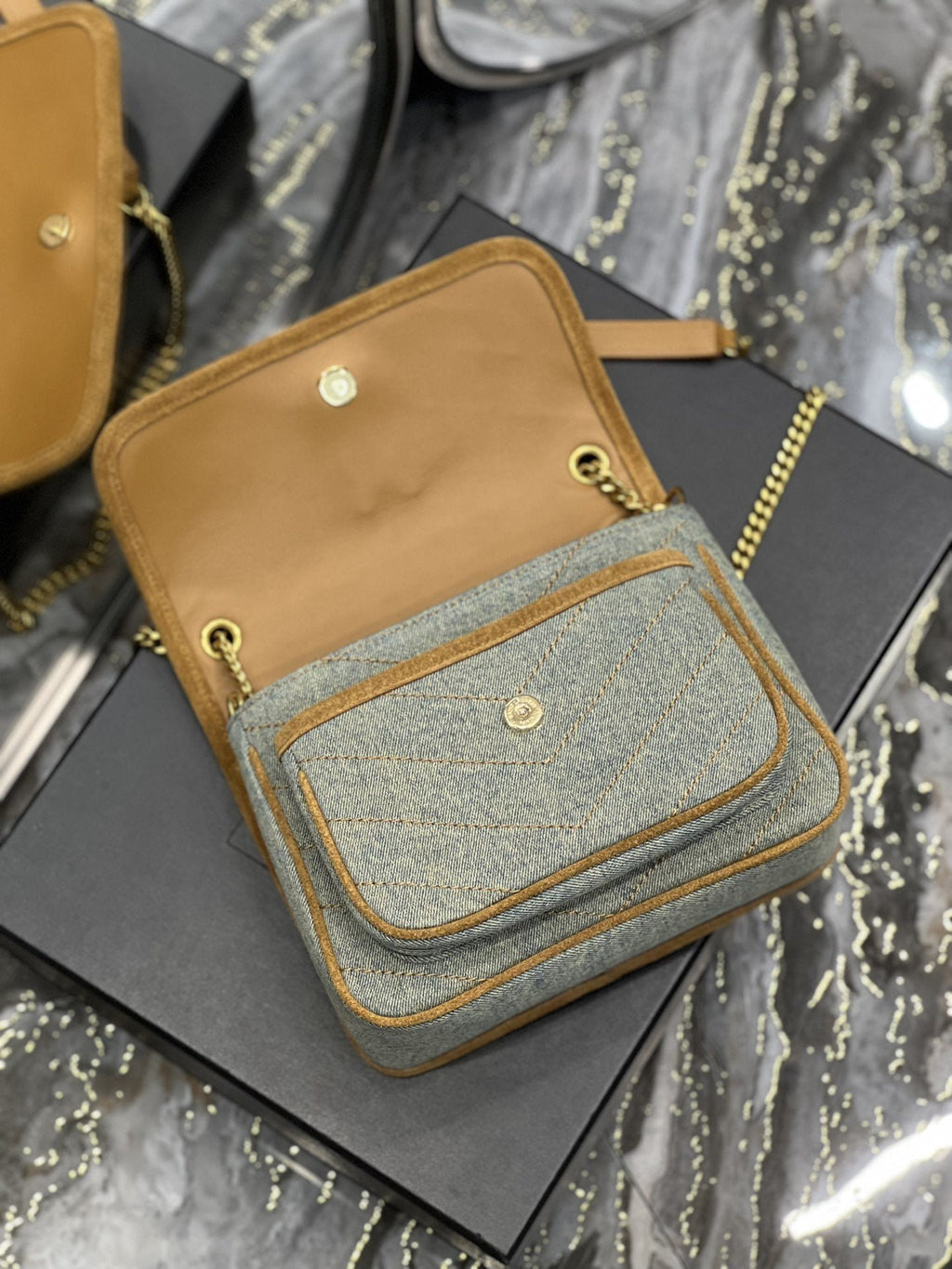 Saint Laurent Niki Mini Chain Bag In Canvas For Women 22cm YSL
