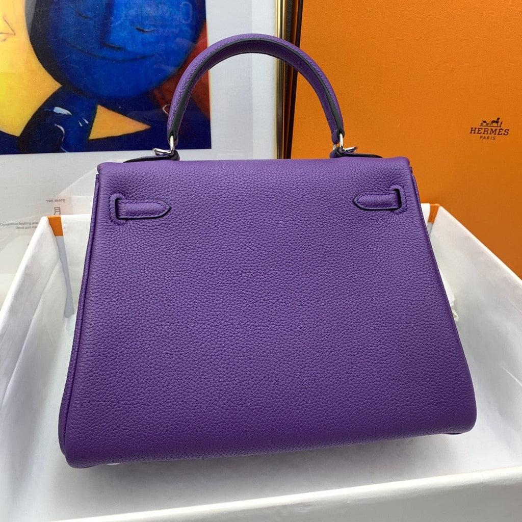 Hermes Kelly 25 Retourne Togo Purple Bag For Women, Women’s Handbags, Shoulder Bags 10in/25cm