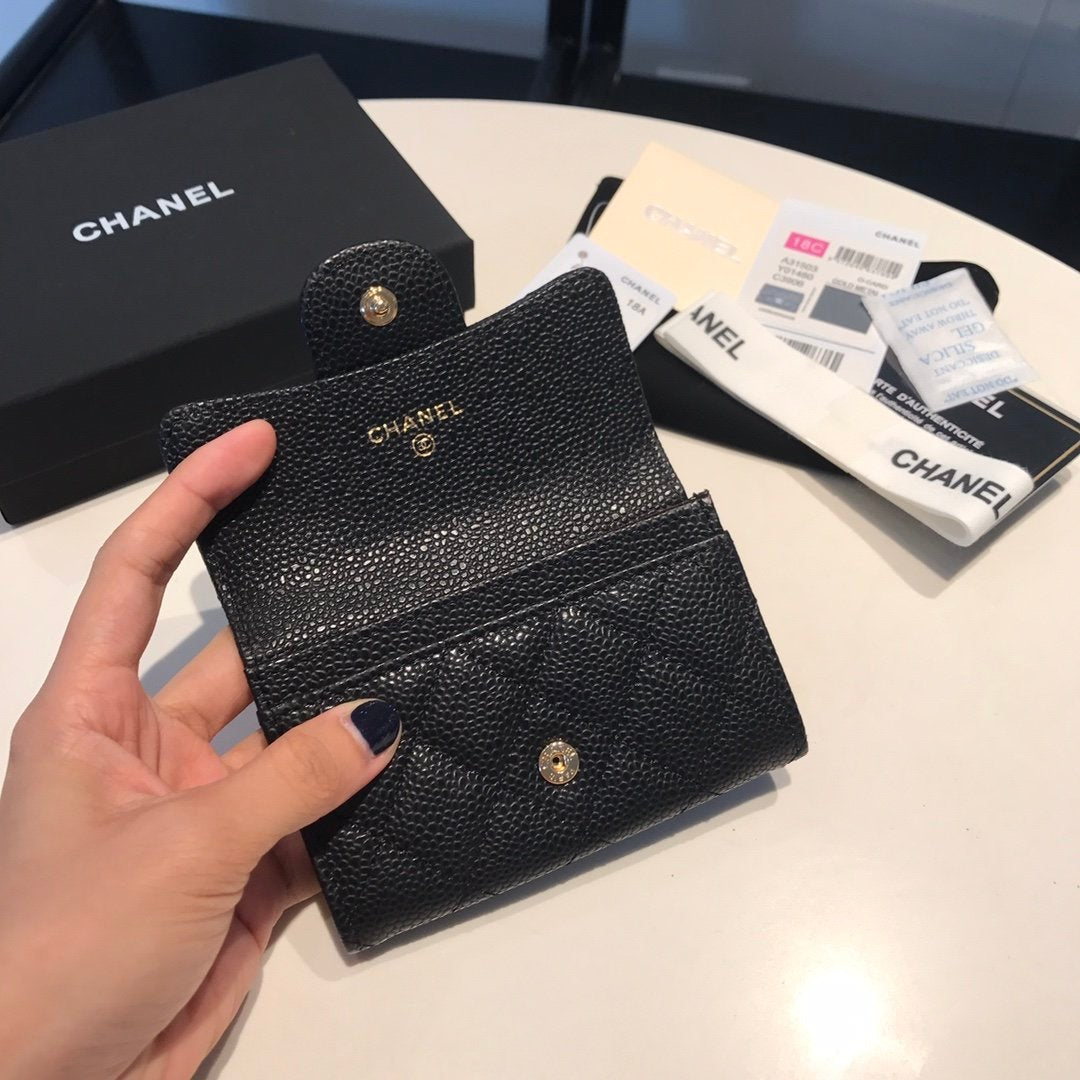 Chanel Co-Co Mini Wallet Gold Hardware 12cm Black