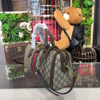 Ophidia GG Supreme Medium Top Handle Bag 32cm 524532 Calfskin Leather Spring/Summer Collection, Beige