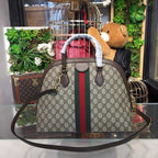 Ophidia GG Supreme Medium Top Handle Bag 34cm 524533 Calfskin Leather Spring/Summer Collection, Beige