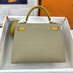 Hermes Kelly 25 Sellier Epsom Greige/Yellow Bag For Women, Women’s Handbags, Shoulder Bags 10in/25cm