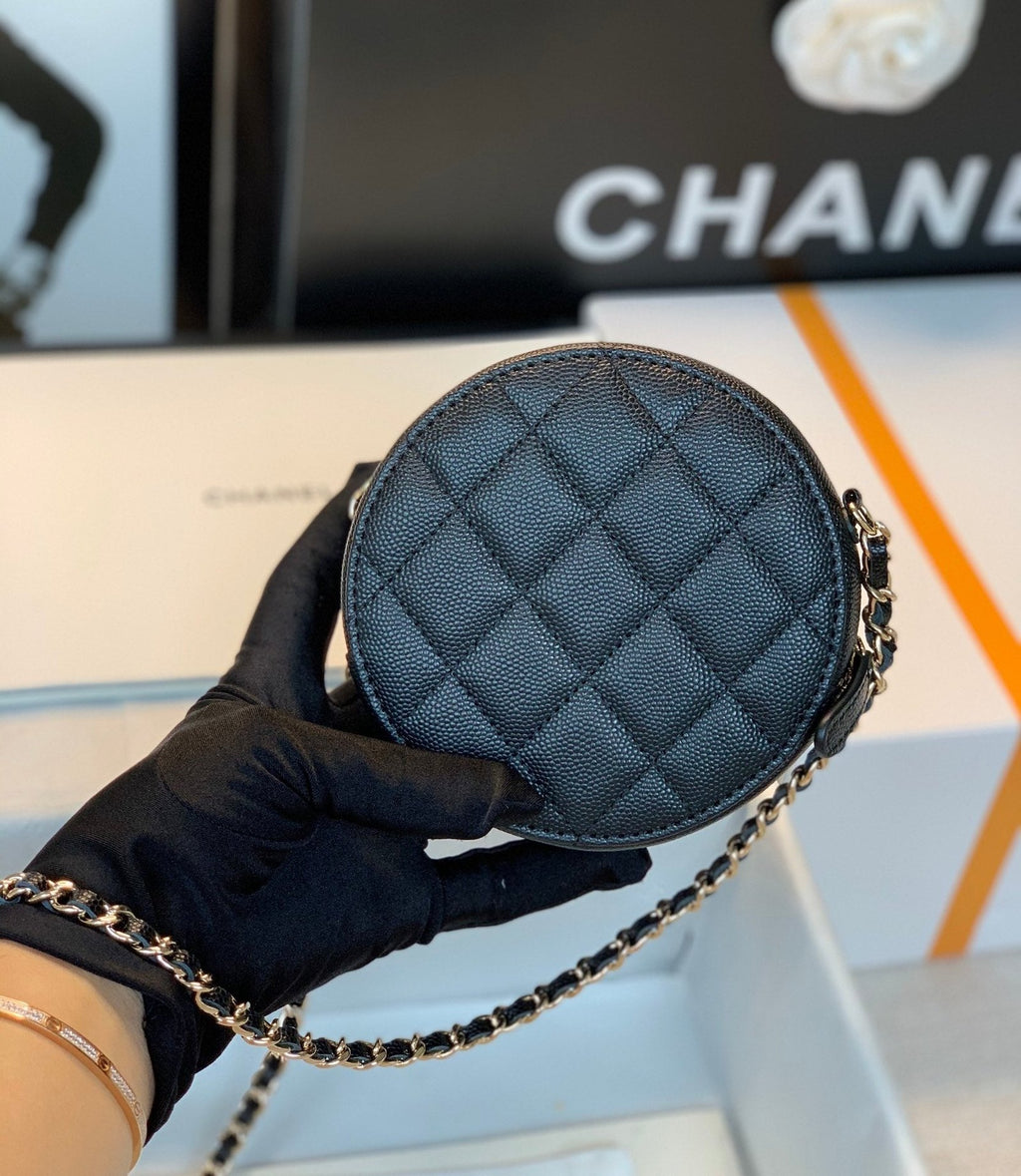 Chanel Round Bag Crossbody 12cm Black