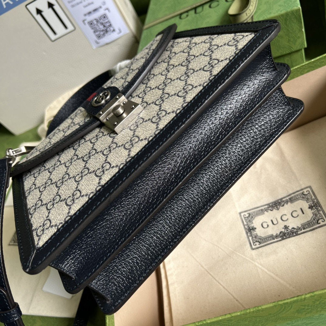 Gucci Ophidia Small Top Handle Bag Beige And Blue GG Supreme Canvas For Women 10in/25cm