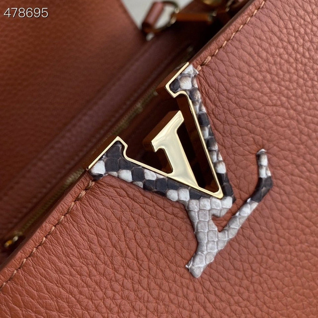 Louis Vuitton Woven Capucines Python Handle Bag 27cm Taurillon Leather Spring/Summer Collection N98388 Cognac