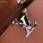 Louis Vuitton Woven Capucines Python Handle Bag 27cm Taurillon Leather Spring/Summer Collection N98388 Cognac