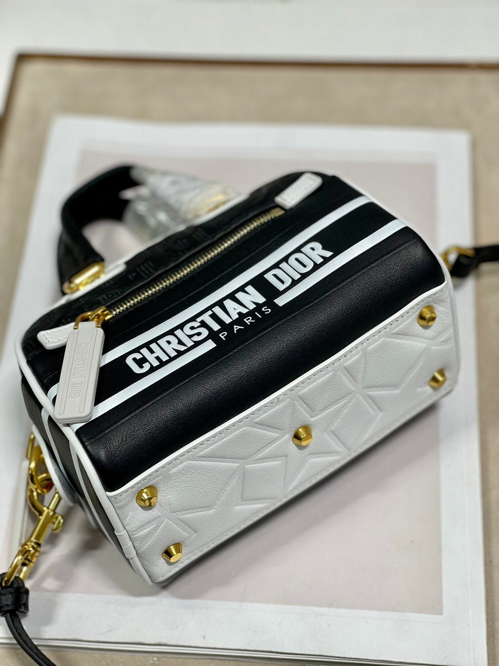 Christian Dior Mini Vibe Zip Bowling Bag 17cm Black