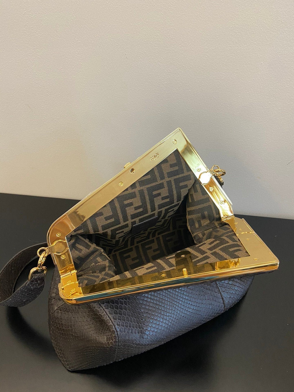 Fendi First Small Python Bag 26cm Brown