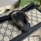 Gucci Dionysus Small GG Shoulder Bag Beige And Blue GG Supreme Canvas For Women 10in/25cm