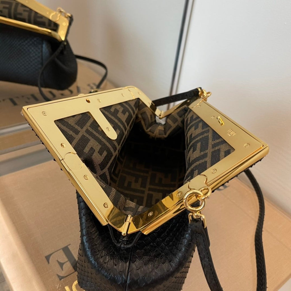 Fendi First Small Python Bag 26cm Black