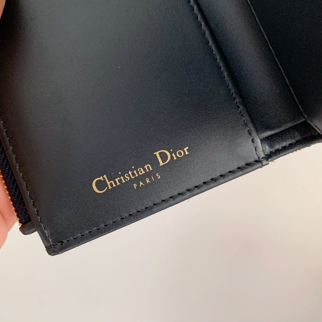 Christian Dior Saddle Flap Card Holder Black Wallet 11cm