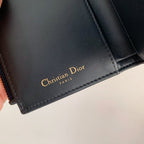 Christian Dior Saddle Flap Card Holder Black Wallet 11cm