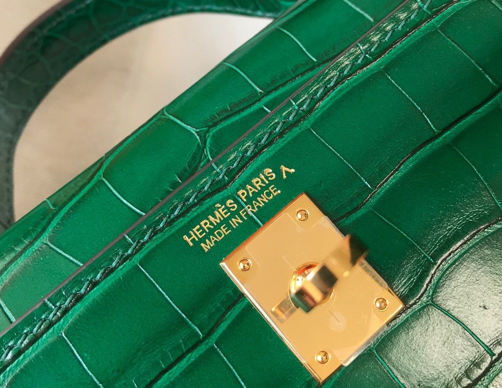 Hermes Mini Kelly 19 Green Crocodile Bag For Women, Women’s Handbags, Shoulder Bags 7.5in/19cm