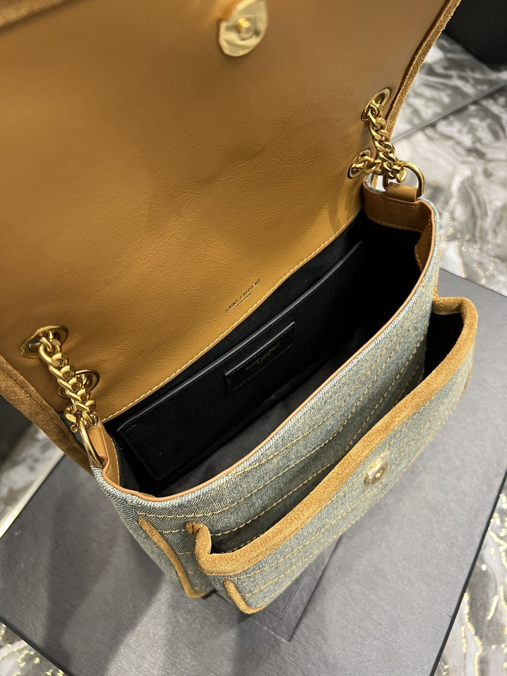 Saint Laurent Niki Mini Chain Bag In Canvas For Women 22cm YSL