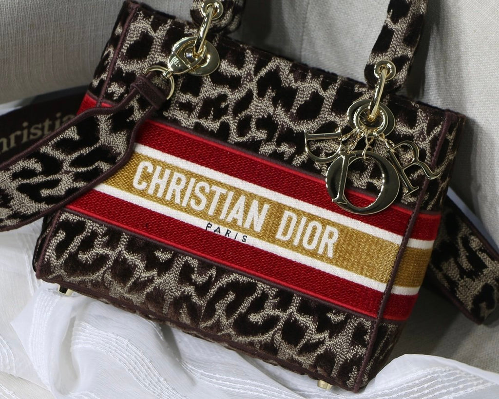 Christian Dior Medium Lady D-Lite Bag 24cm Leopard Brown