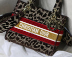 Christian Dior Medium Lady D-Lite Bag 24cm Leopard Brown