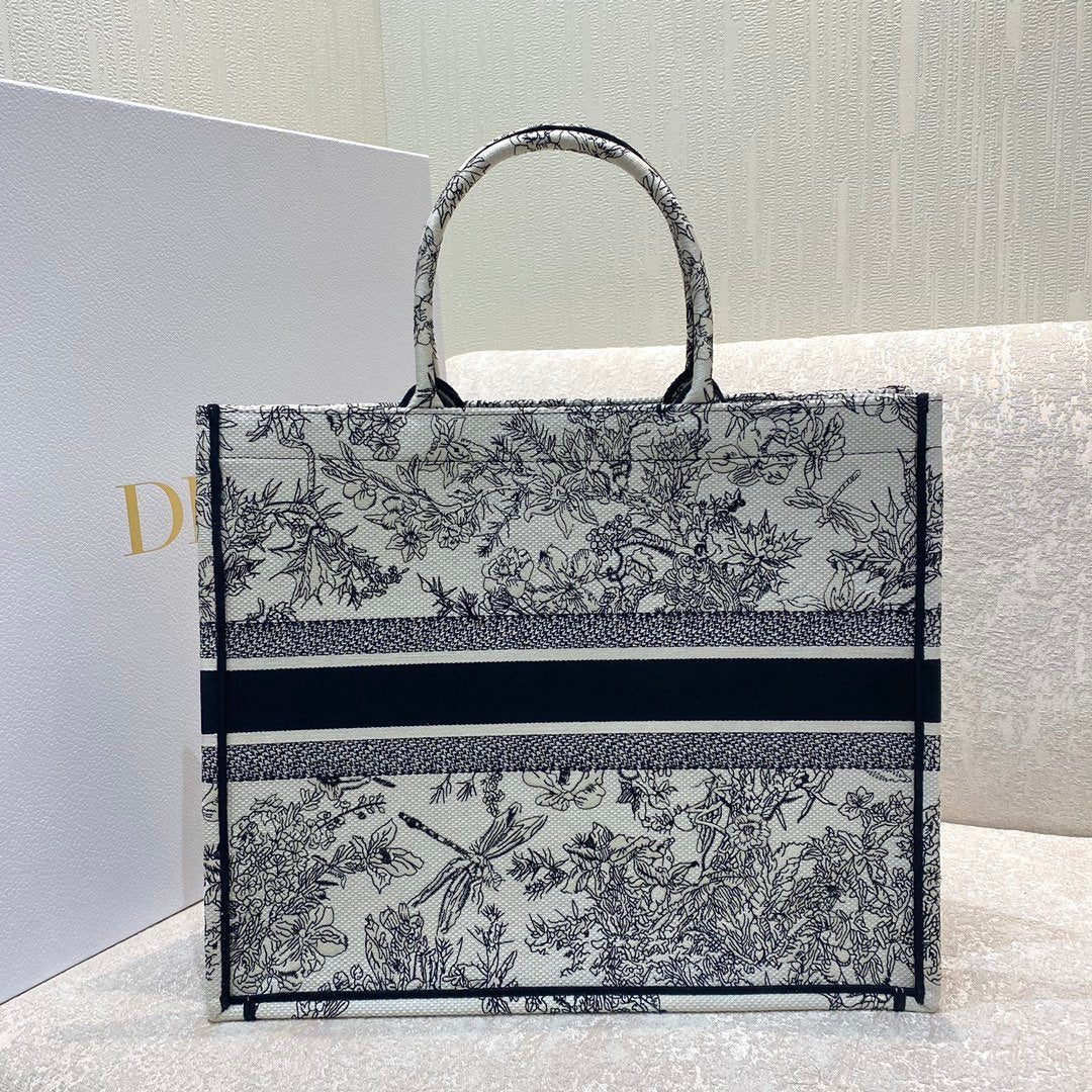 Christina Dior Book Tote Bag 42cm Black/White