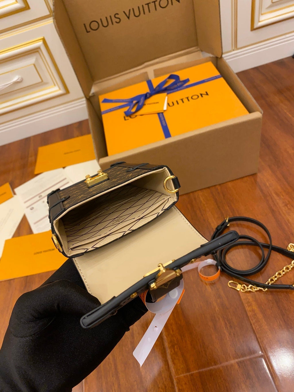Louis Vuitton Vertical Trunk Pochette Monogram Reverse 18cm Black