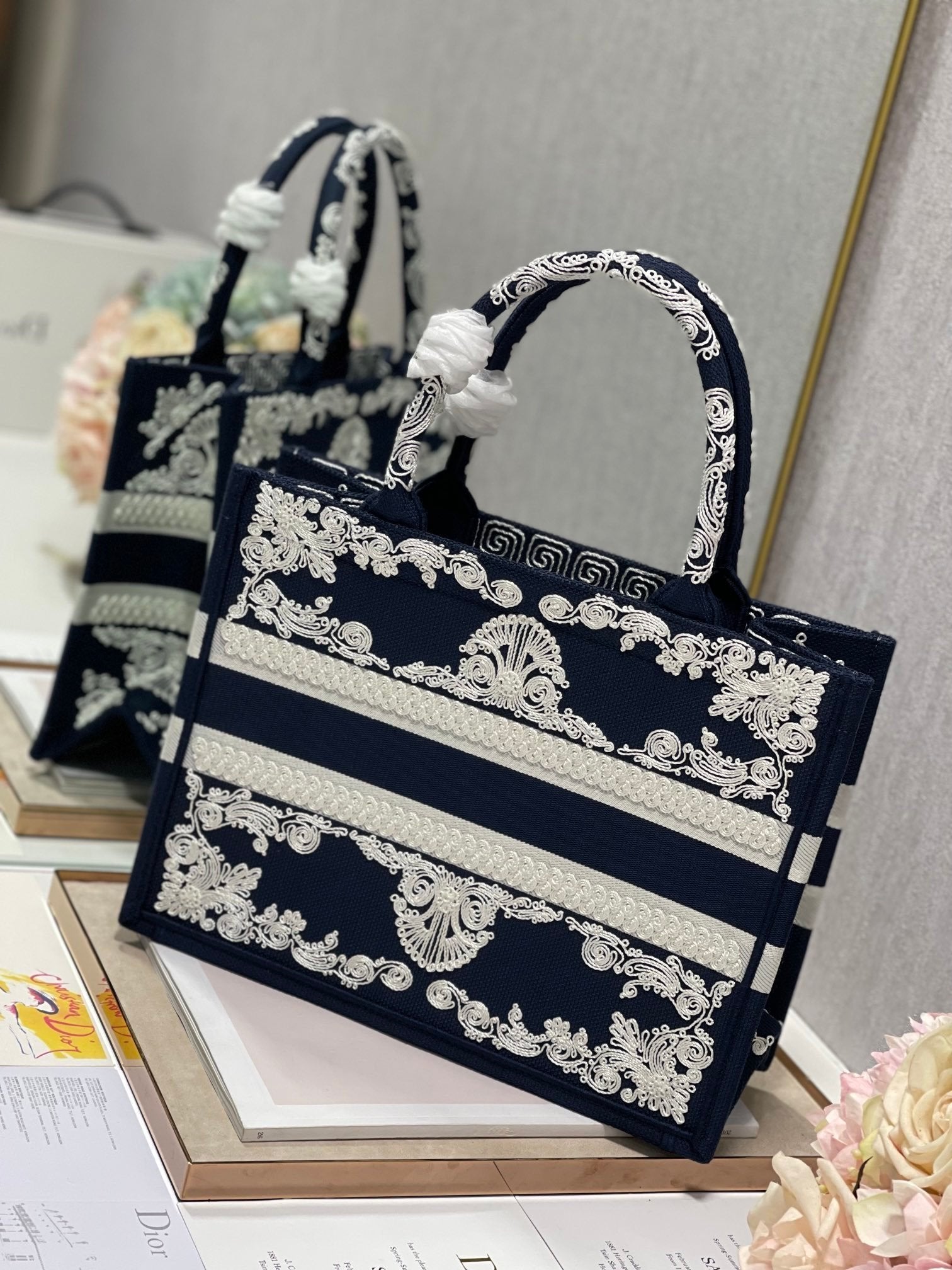 Christina Dior Medium Book Tote Bag 36cm Black