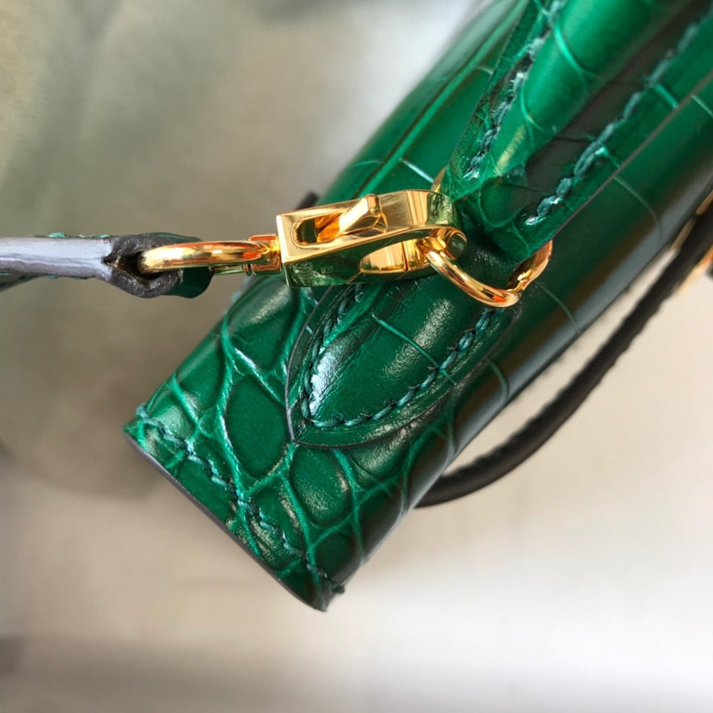 Hermes Mini Kelly 19 Green Crocodile Bag For Women, Women’s Handbags, Shoulder Bags 7.5in/19cm