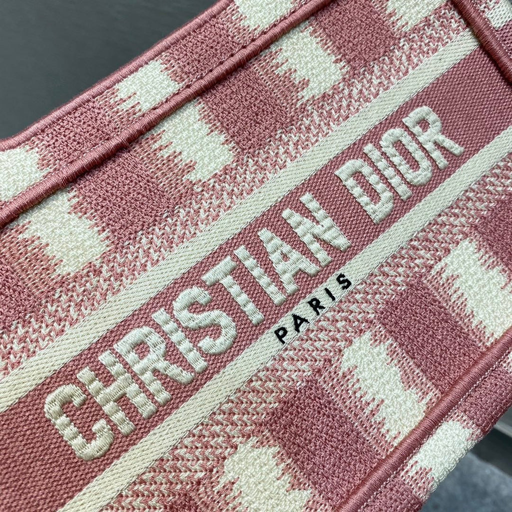 Christian Dior Pink Book Tote D-Stripes 23cm