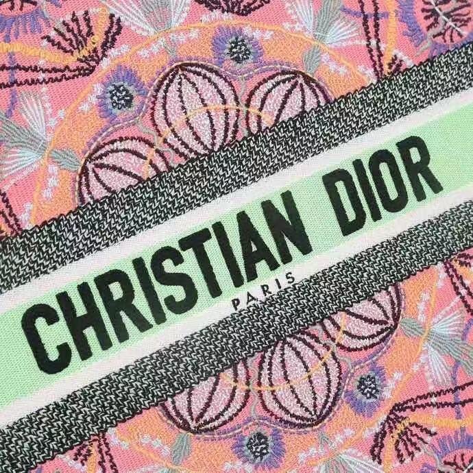 Dior book tote with dioramour graffitiLatte Multicolor Dioramour Graffiti Embroidery Pink