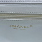 Chanel Flap Bag Top Handle With Gold Toned Hardware Chain 19cm White