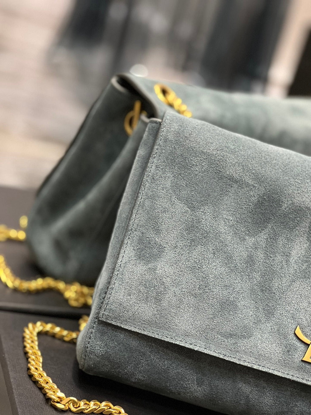 Saint Laurent Kate Medium Reversible Chain Bag In Suede With Gold Hardware 28cm
