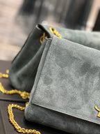 Saint Laurent Kate Medium Reversible Chain Bag In Suede With Gold Hardware 28cm