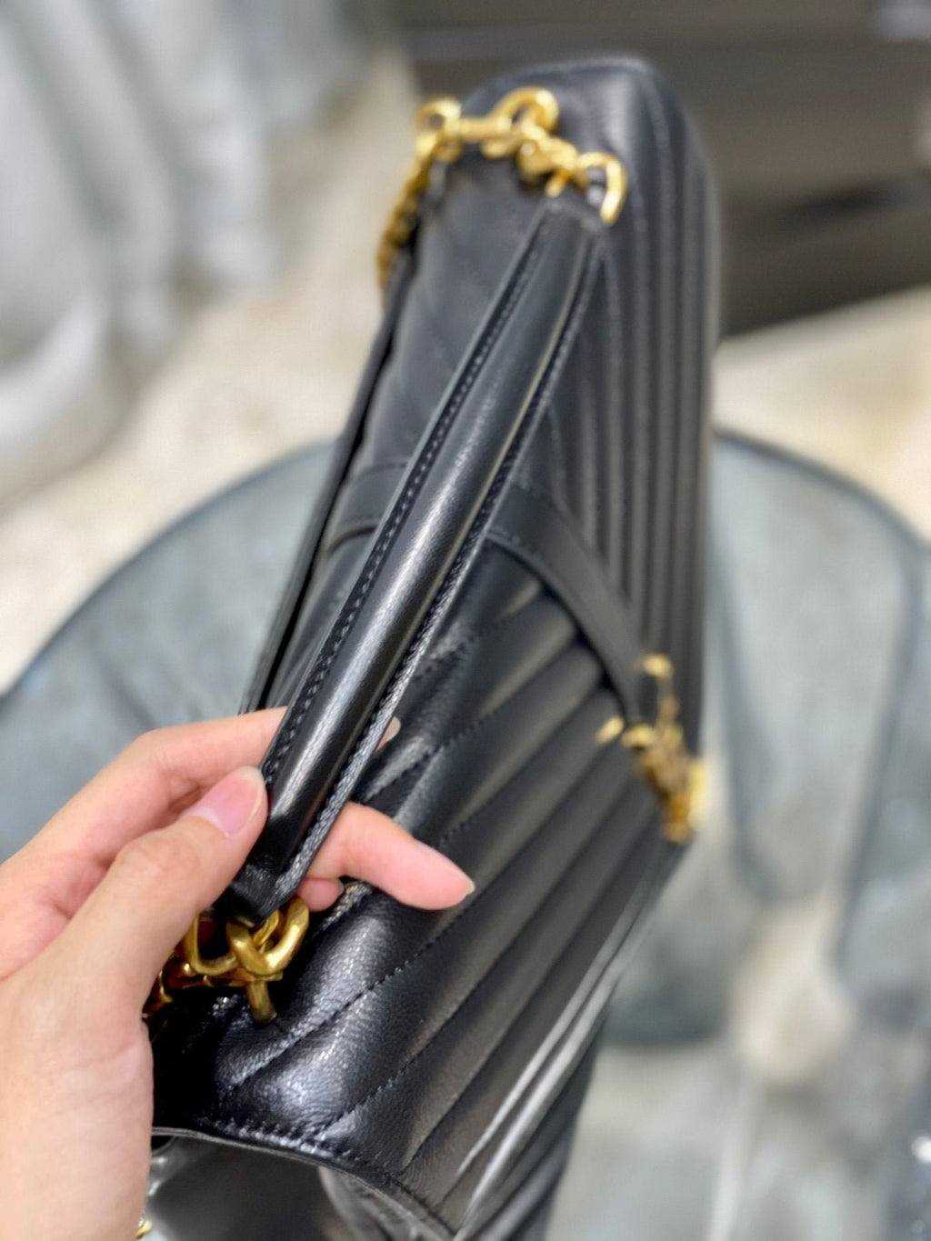 Saint Laurent College Large Chain Bag With Gold Hardware 32cm