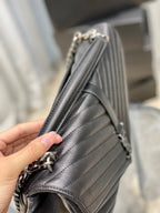 Saint Laurent College Large Chain Bag With Silver Hardware 32cm
