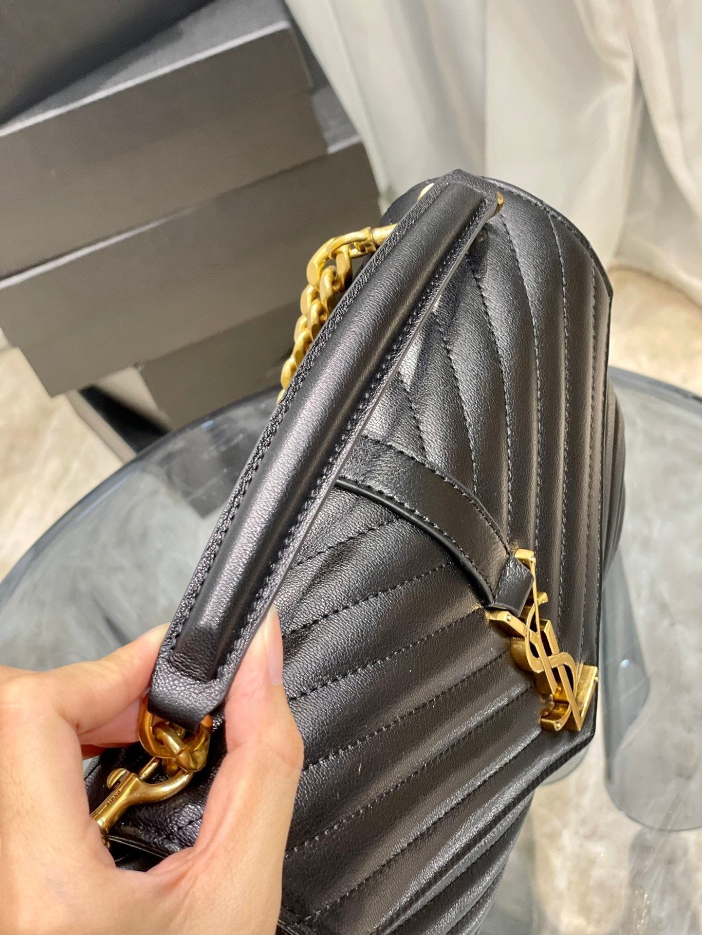 Saint Laurent College Medium Chain Bag With Gold Hardware 24cm