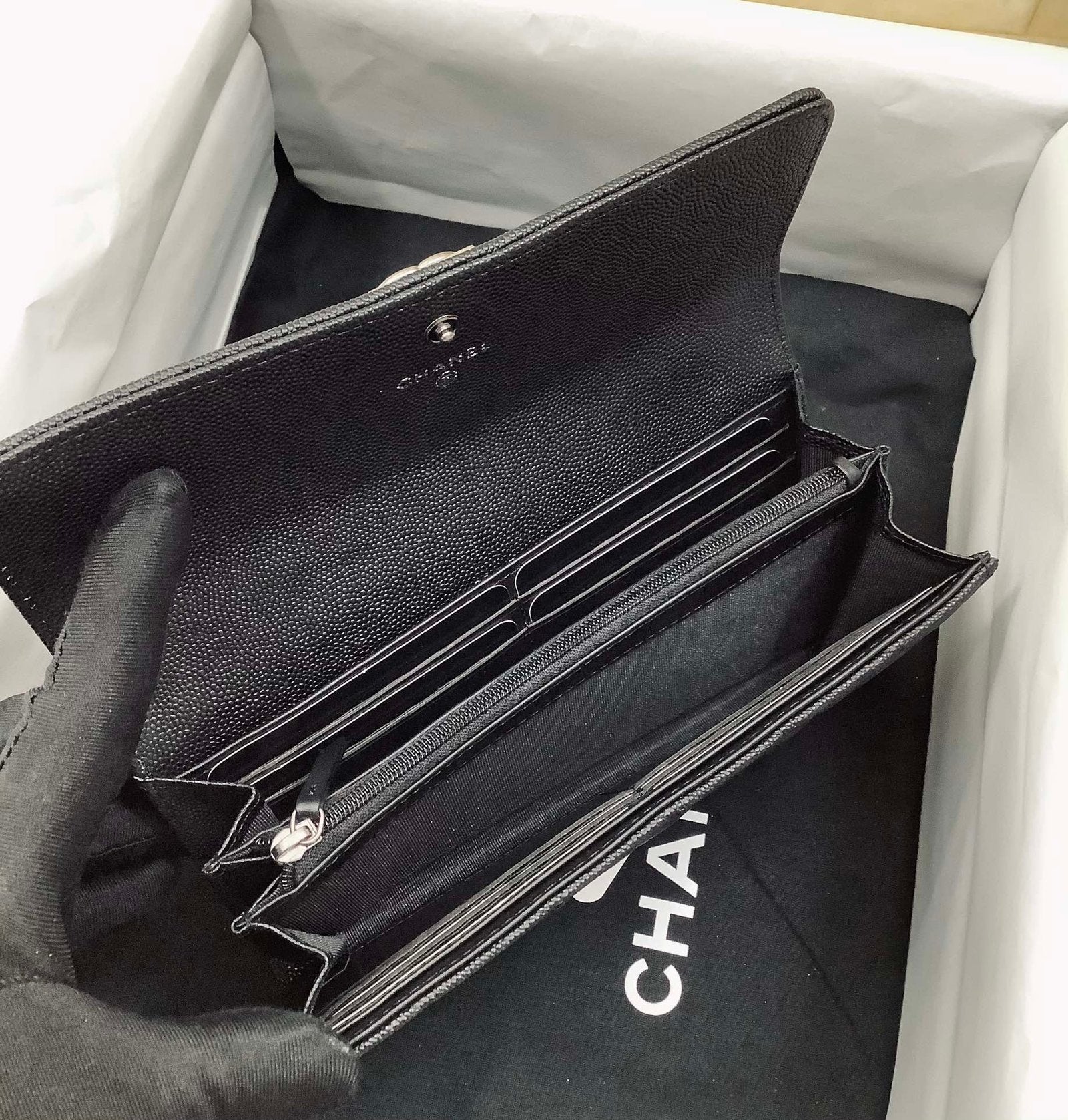CO-CO Chanel Long Flap Wallet With Silver Hardware 20cm