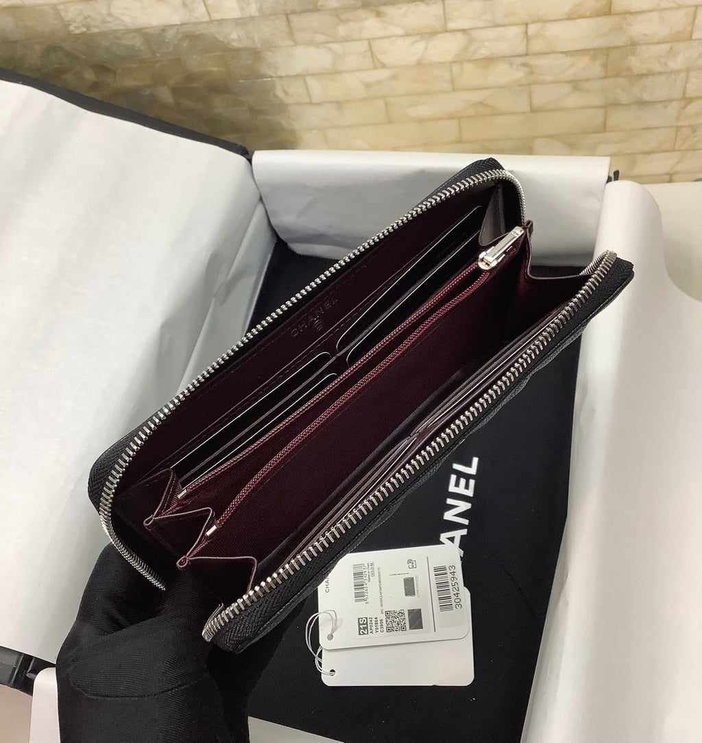 CO-CO Chanel Long Wallet With Silver Hardware 19cm