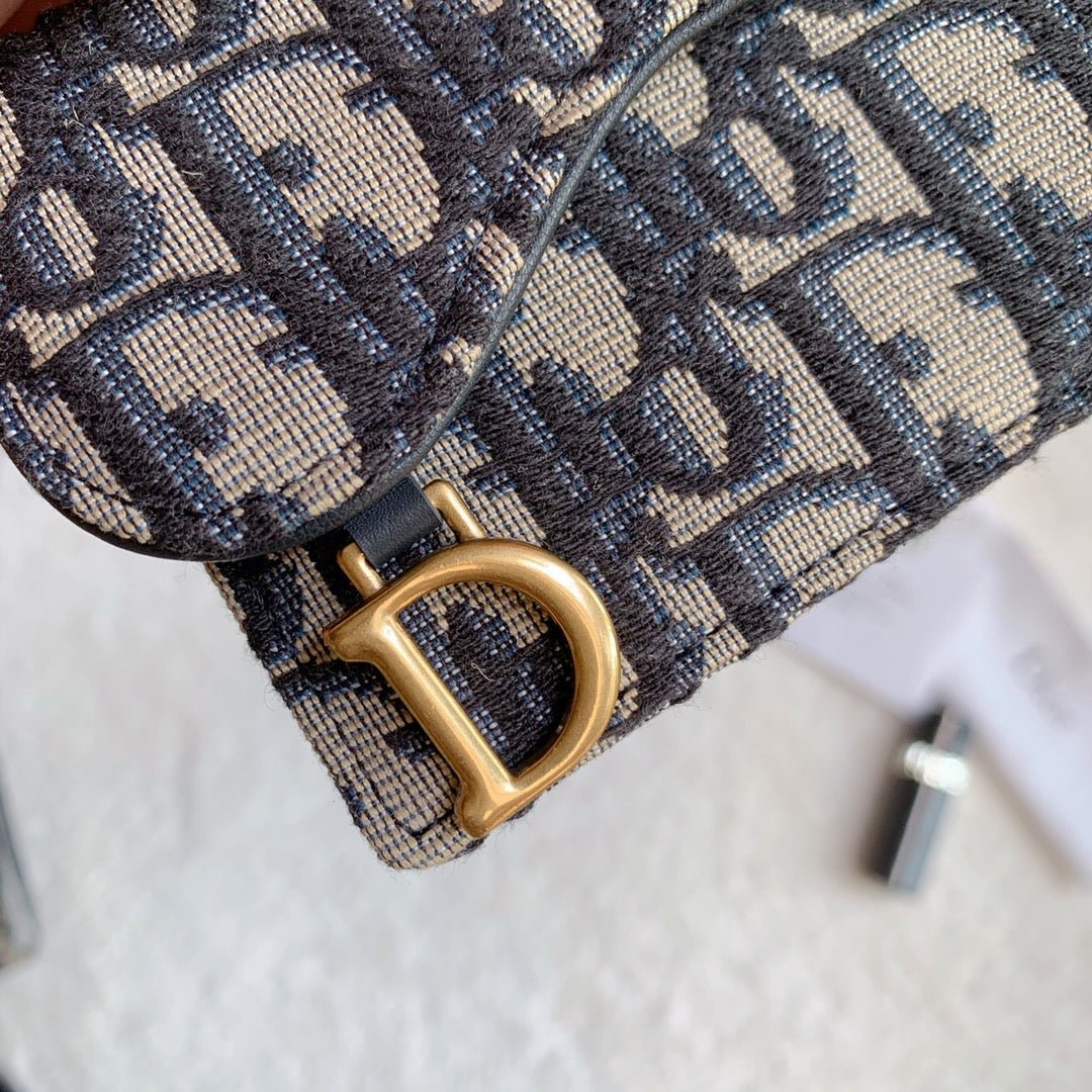 Saddle Lotus Wallet Blue Dior Oblique Jacquard 11cm