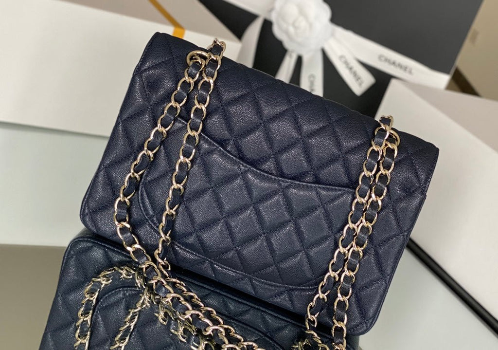 Chanel Classic Flapbag Gold Hardware 26cm Dark Blue