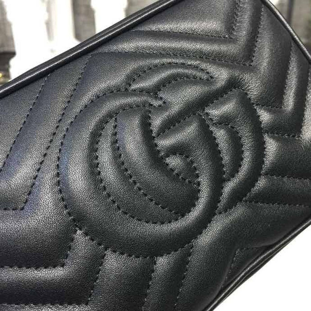 Gucci GG Marmont Matelassé Mini Bag Black Matelassé Chevron For Women 7in/18cm