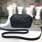 Gucci GG Marmont Matelassé Mini Bag Black Matelassé Chevron For Women 7in/18cm