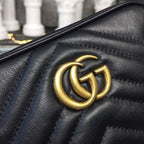 Gucci GG Marmont Matelassé Mini Bag Black Matelassé Chevron For Women 7in/18cm
