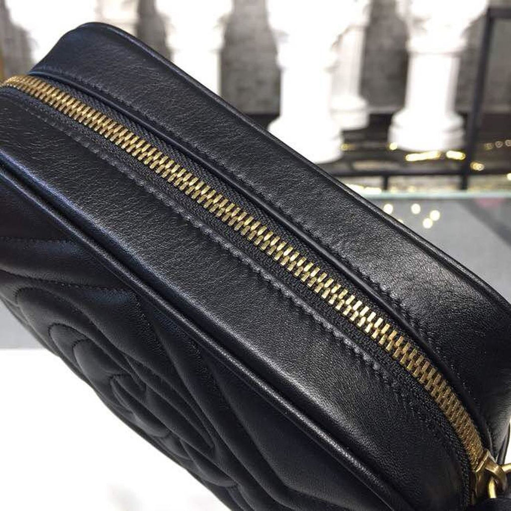 Gucci GG Marmont Matelassé Mini Bag Black Matelassé Chevron For Women 7in/18cm