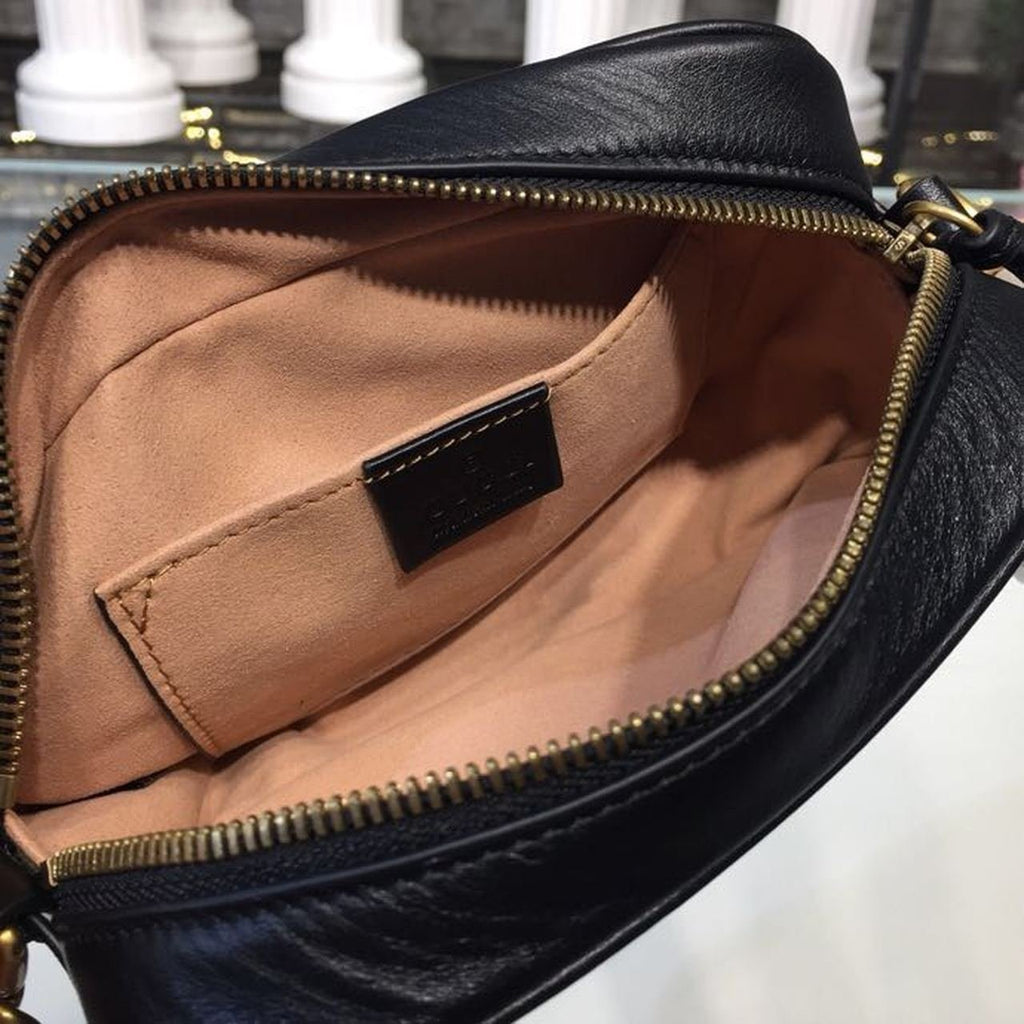 Gucci GG Marmont Matelassé Mini Bag Black Matelassé Chevron For Women 7in/18cm