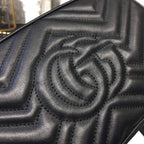 Marmont Small Camera Case Shoulder Bag 24cm ?447632 Matelass? Chevron Leather Spring/Summer Collection, Black