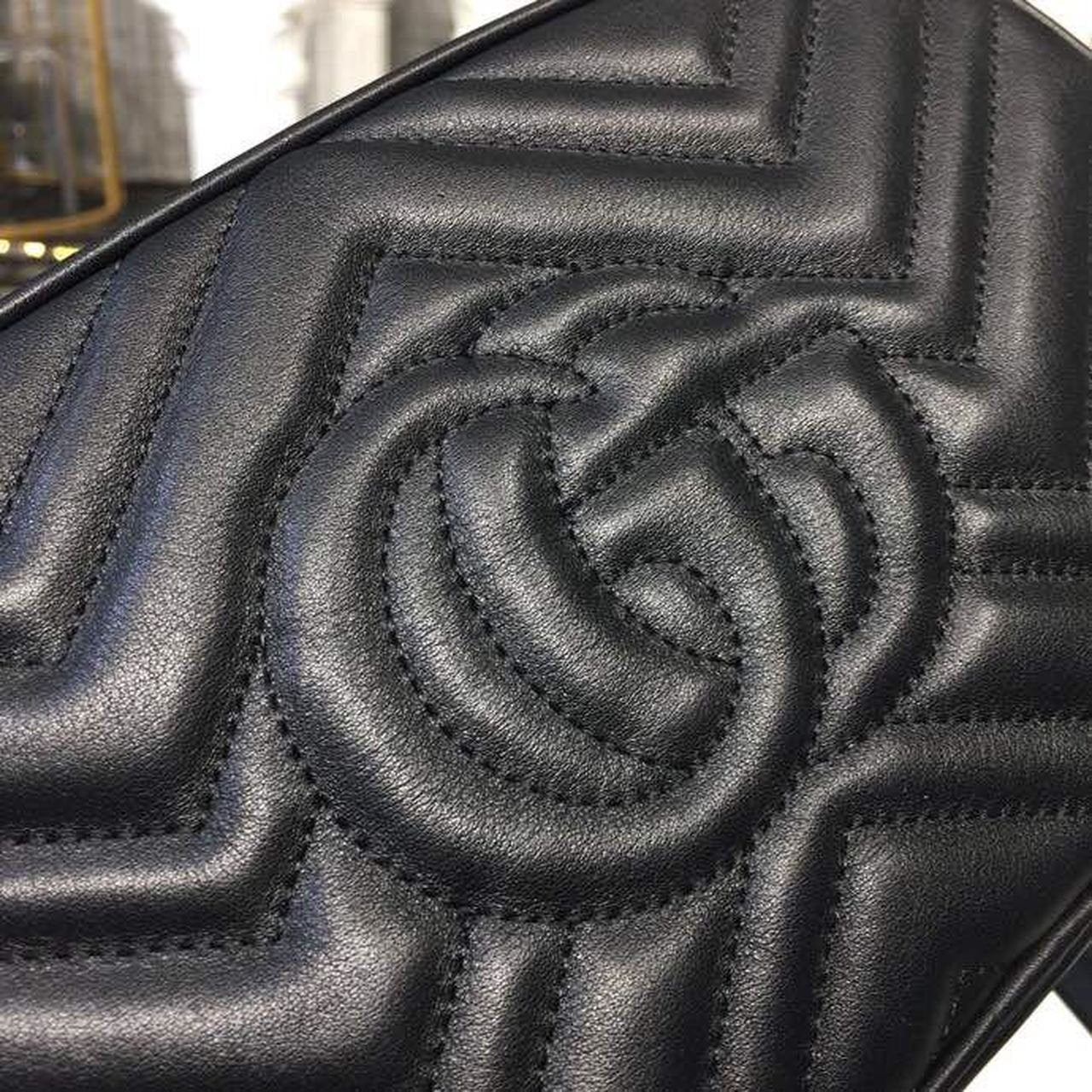 Marmont Small Camera Case Shoulder Bag 24cm ?447632 Matelass? Chevron Leather Spring/Summer Collection, Black