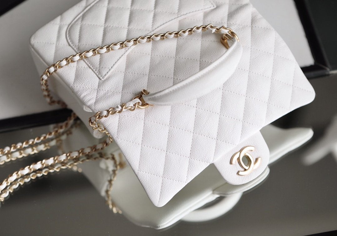 Chanel Flapbag With Top Handle 20cm White