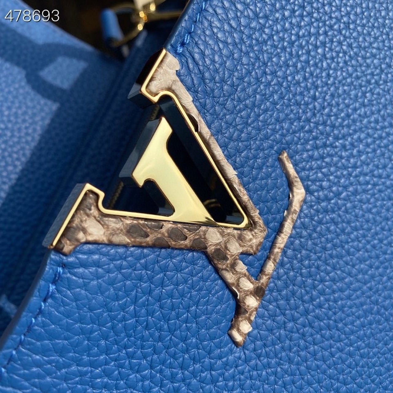 Louis Vuitton Woven Capucines Python Handle Bag 27cm Taurillon Leather Spring/Summer Collection N98388 Blue