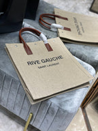 Saint Laurent Rive Gauche North/South Tote Bag In Printed Linen For Women 39cm YSL 632539FAABR9083