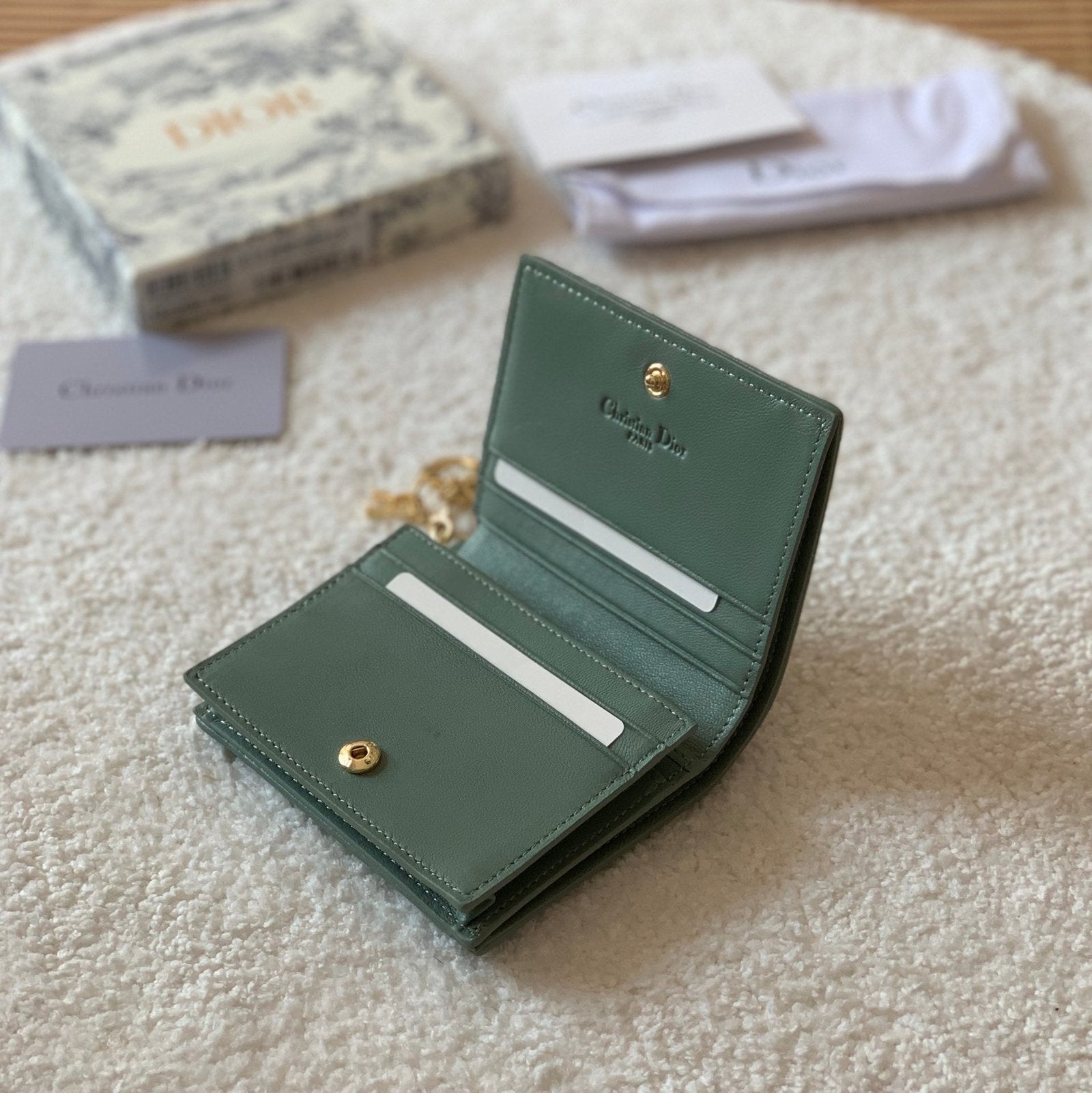 Mini Lady Dior Green Wallet 11cm