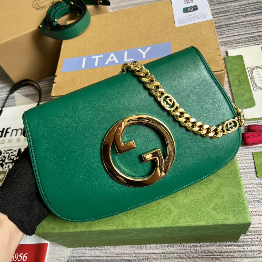 Gucci Blondie Shoulder Bag Green For Women, Women’s Bags 11in/28cm GG‎