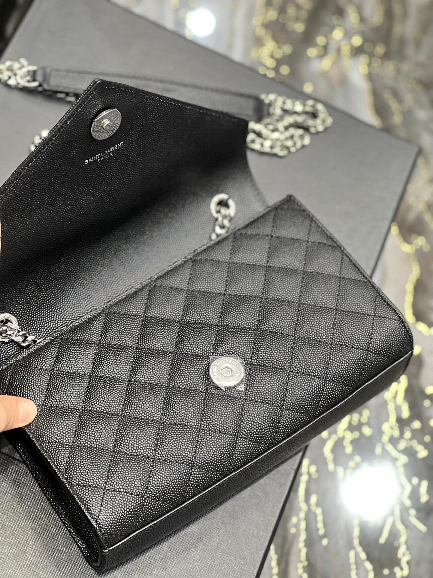 Saint Laurent Small Bag In Mix Matelasse 21cm Black